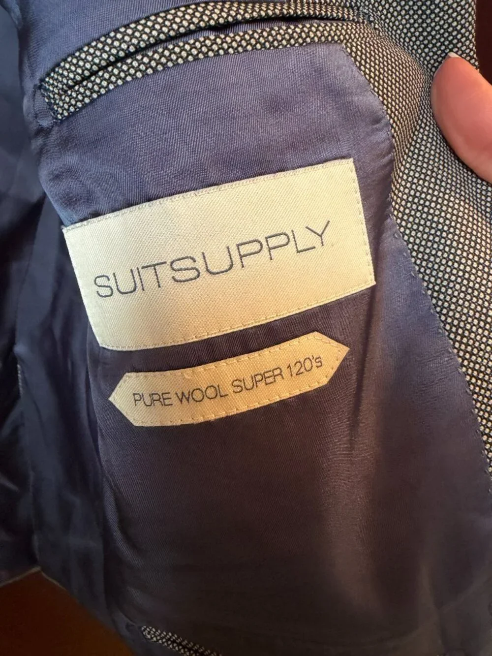 SuitSupply Washington Drago Super 120's Wool Sport Coat Blazer 36S Blue Gr
